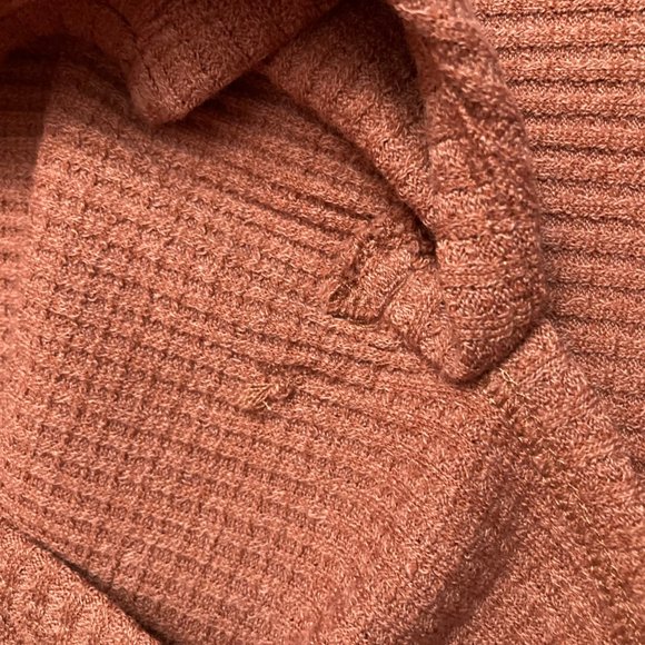 WOMEN'S V Neck Waffle Knit Henley Tops Brick Red - Picture 10 of 16